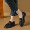 2026 Women Spring New Black Platform Flats Shoes Women Loafers Slip on Boat Shoes Metal Designer Casual Leather Oxfords