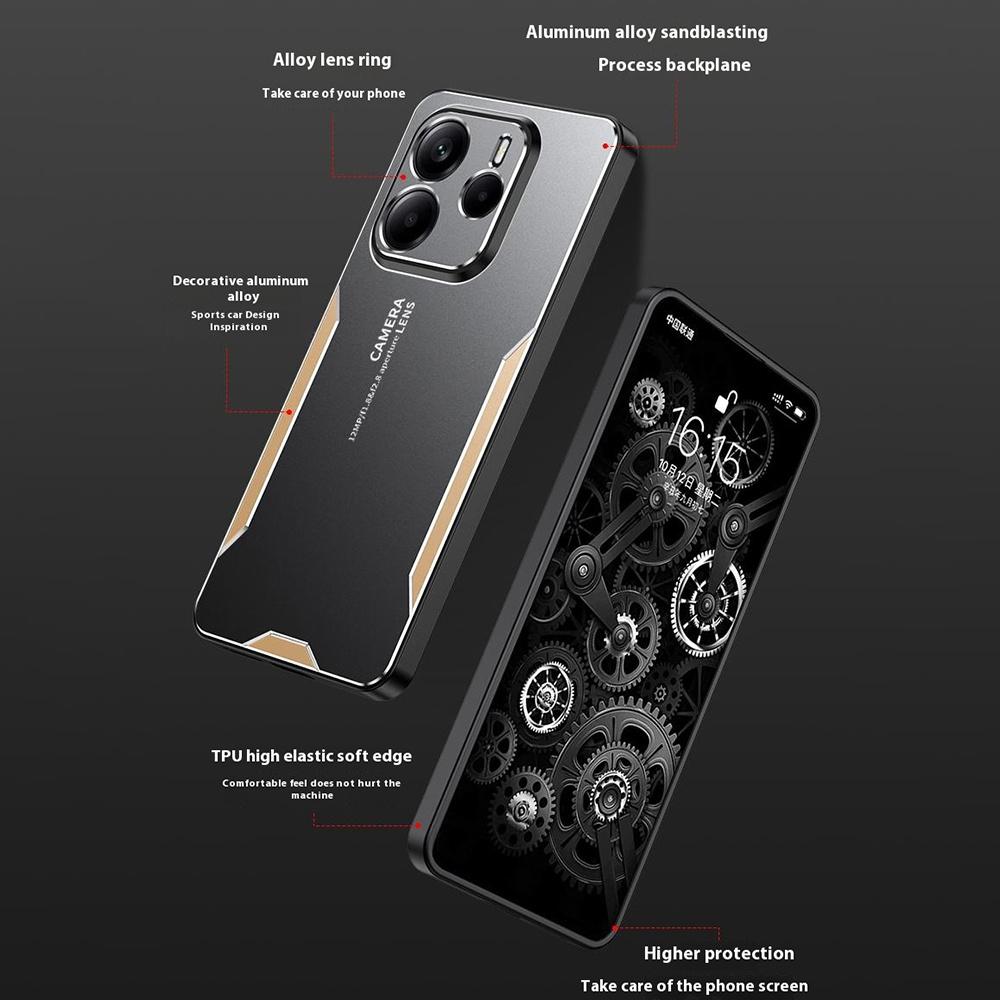 For Xiaomi Redmi Note 14 5G Telefondeksel Aluminiumslegering TPU PC Bakdeksel