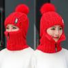Fashion Windproof Winter Warm Hat Scarf Set Pompoms Hat Beanies Caps Knitted Hat