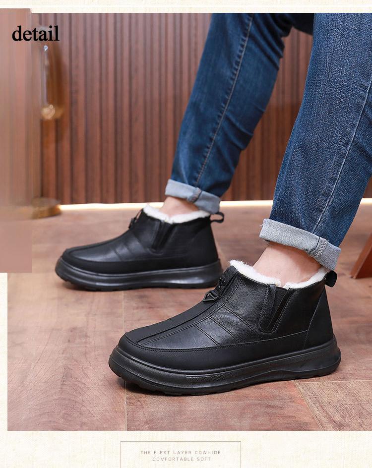 Men's Winter Warm Snow Boots Casual Lightweight Anti-Slip Faux Fur Lined Ankle Booties for Male Waterproof Comfortable Plush Lined Short Boot Shoes