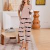 Women's Casual Printed Round Neck Loose Fit Short Sleeve Tee and Loungewear Set