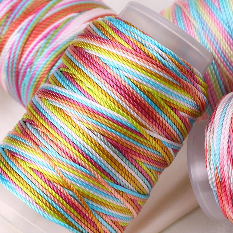 1 Bobine Fil Échoué DIY Bracelet Corde à Main Fil Coloré Dégradé Corde en Fibre Polyamide Tissage Corde Tissée 18 Brins