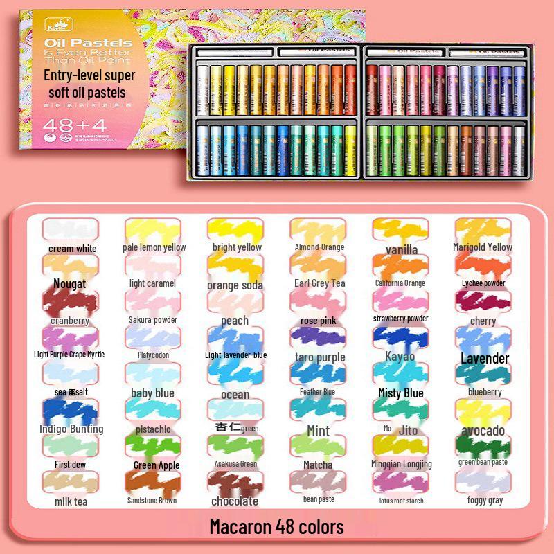 Gaole Super Soft Oil Pastels - Full Set (24/48 Colors), Classic Macaron for Kids, DIY Heavy Color Sticks