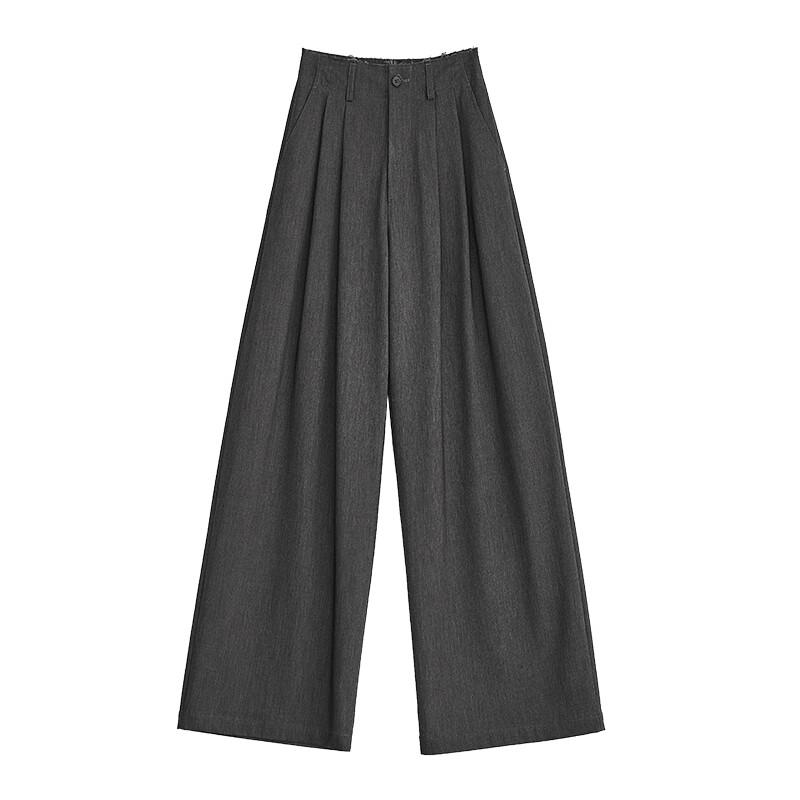 FAESSLIN Women's Old Money Acetate Wool Straight Wide-Leg Suit Pants
