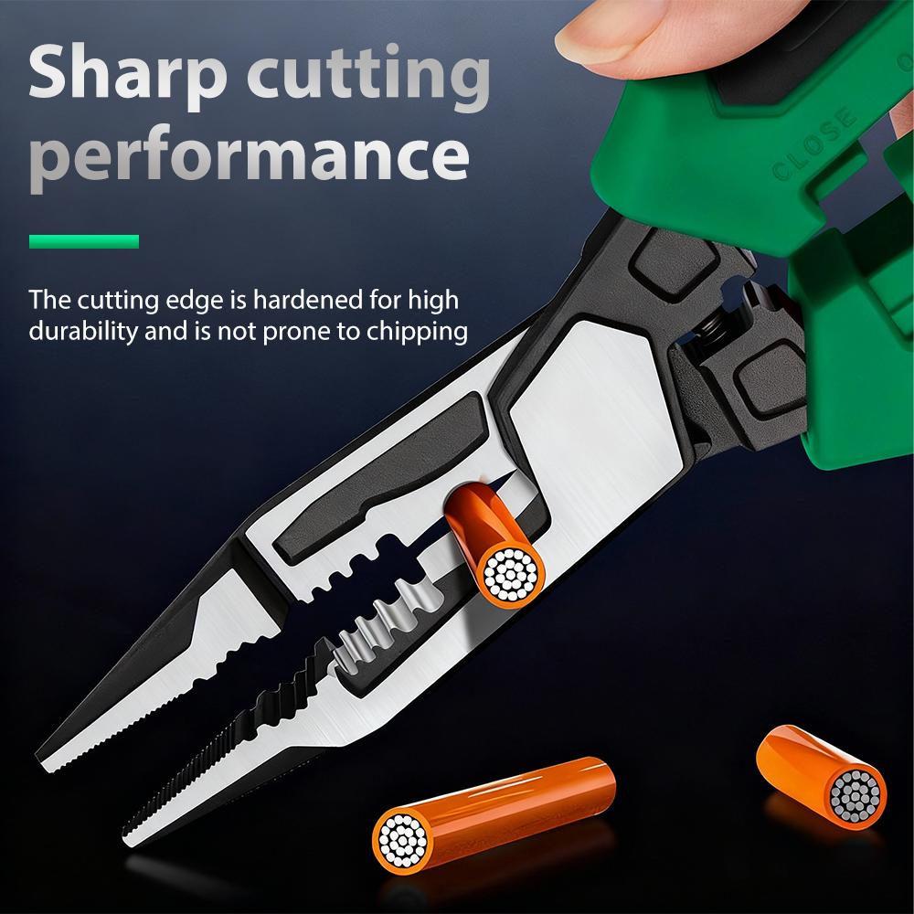 Multifunctional Wire Stripper & Voltage Tester Pliers Foldable Stainless Steel Electrician Tool With Live/Neutral Wire Detection