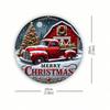 Vintage Red Truck Metal Christmas Wall Sign 8 Inch Round Waterproof Holiday Home Decor Hanging Plaque
