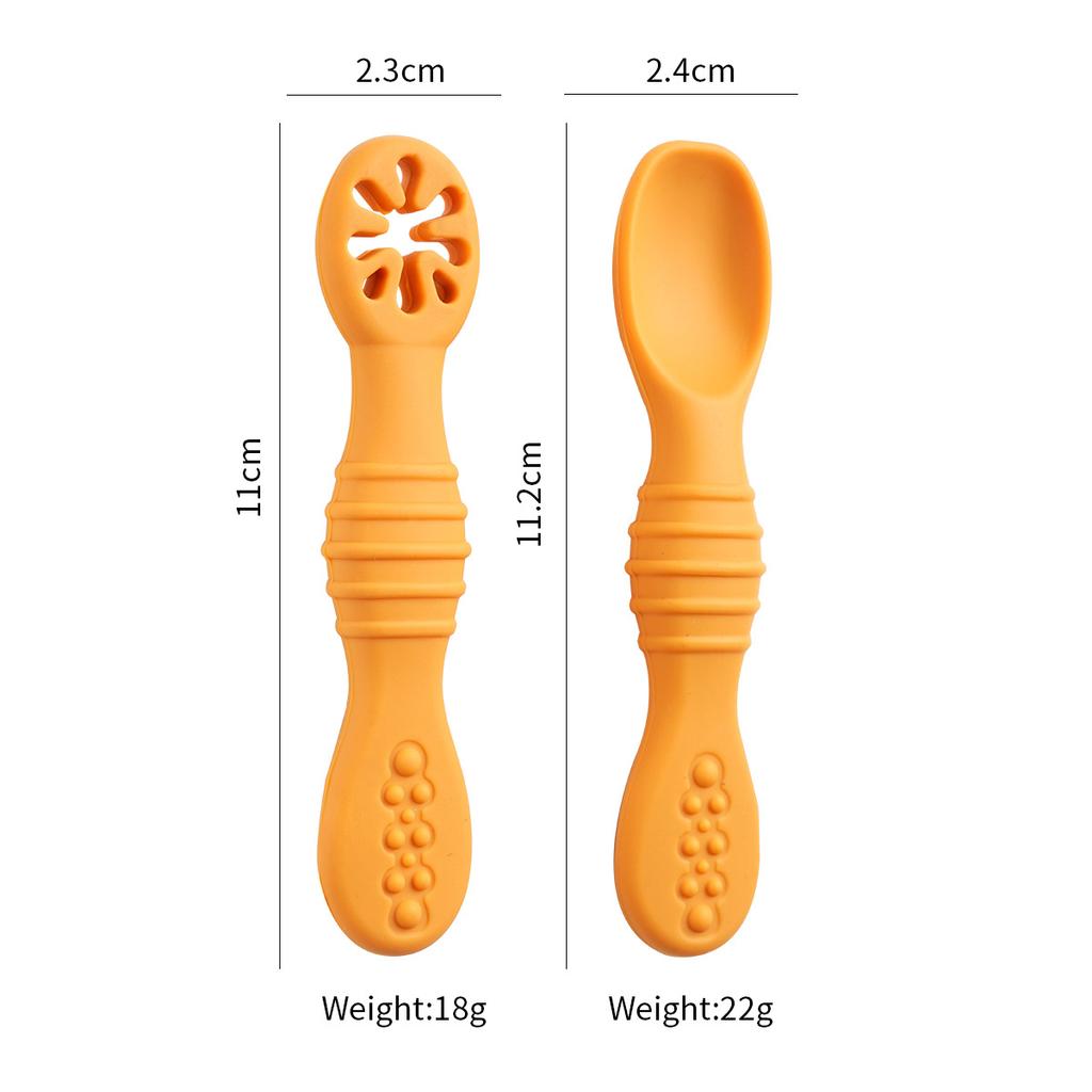 2PCS/Set Silicone Baby Spoons First Stage Utensils Baby Led Weaning Spoons Baby Chew Spoon Training Spoon Self Feeding Utensils