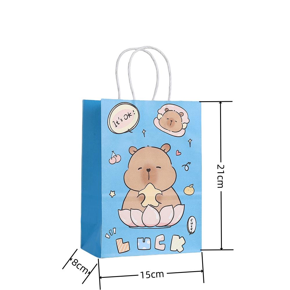 StoBag, Cute Cartoon Capybara Gift Bags, Eco-Friendly, Kawaii Paper Bags for Kids’ Party, Return Favors Small Business Packaging