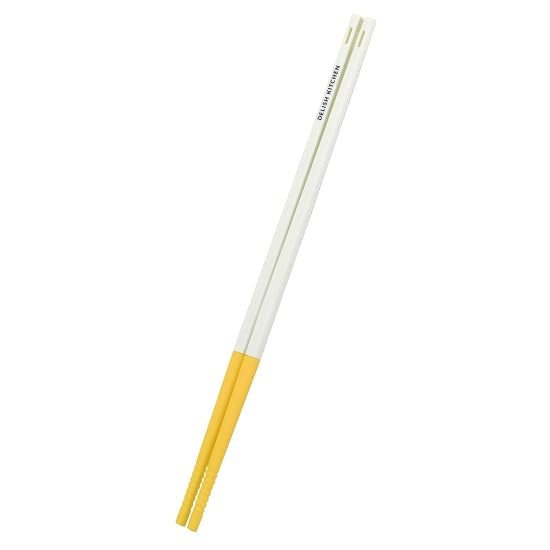 DELISH KITCHEN Pearl Metal Silicone Cooking Chopsticks White x Yellow CC-1826