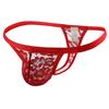 Men Underpants Hollow Out Lace Embroidery Slim Fit Comfortable Breathable T-back See-through Mesh U Convex Thongs Sleeping Clothes
