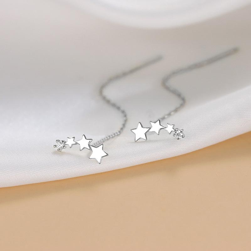 2023 Women's Tassel Star Stud Long Meteor Earrings - Dainty Thread Design