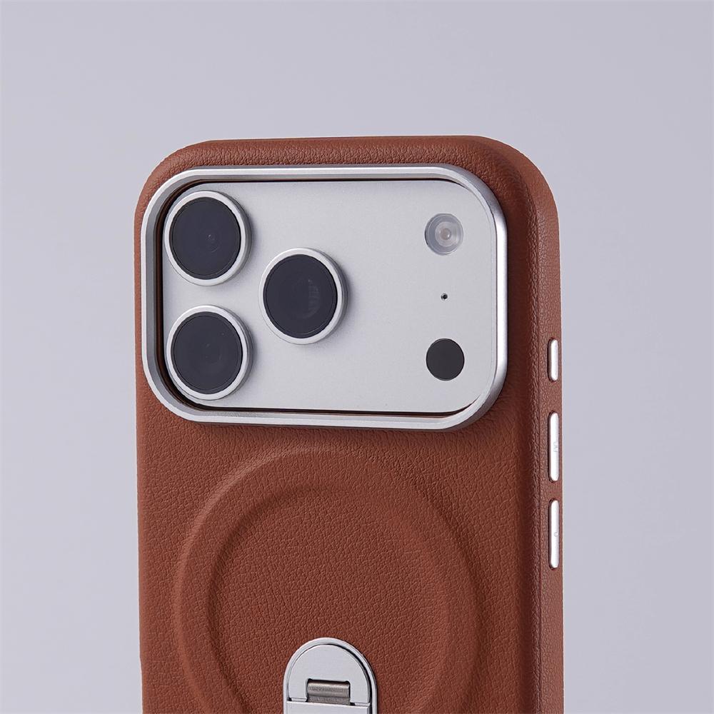 Luxury Rotation Holder Shockproof Leather For MagSafe Case For iPhone 17 Pro Max 16 15 14 13 Magnetic Wireless Charging Cover