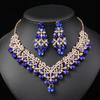 3 PCS Women's Zircon Sets Rhinestone Crystal Earrings Set Colorful Necklace Earrings Two Pieces Wedding Party Zircon