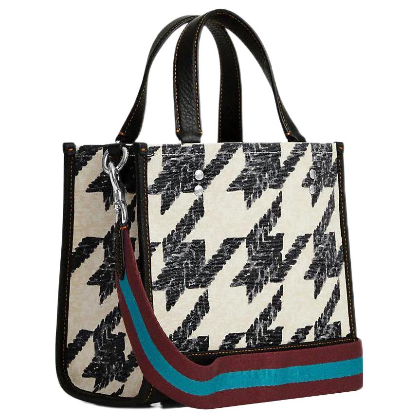 New COACH Dempsey Canvas With Leather Canvas Bag Tote Tote Shopping Bag Handbag Women's Black & Cream CJ623-SVVRW