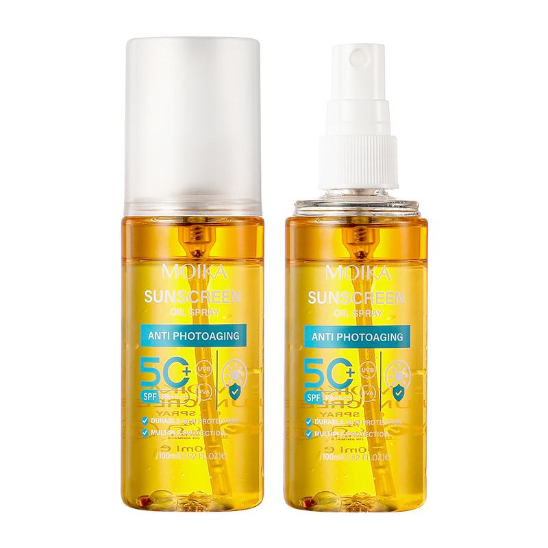 MOIKA Sunscreen Oil Spray Facial Body Whitening Sun Cream Sunblock Skin Protective Cream Oil-control Moisturizing SPF50+ 100ml жёлтый