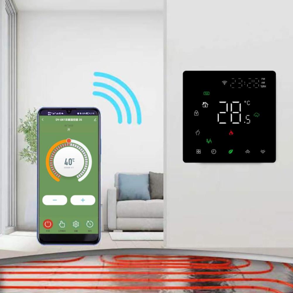 For Alexa Programmable Thermostat Voice Control Thermostat Black Programmable Floor Heating Thermostat Multi-room Support
