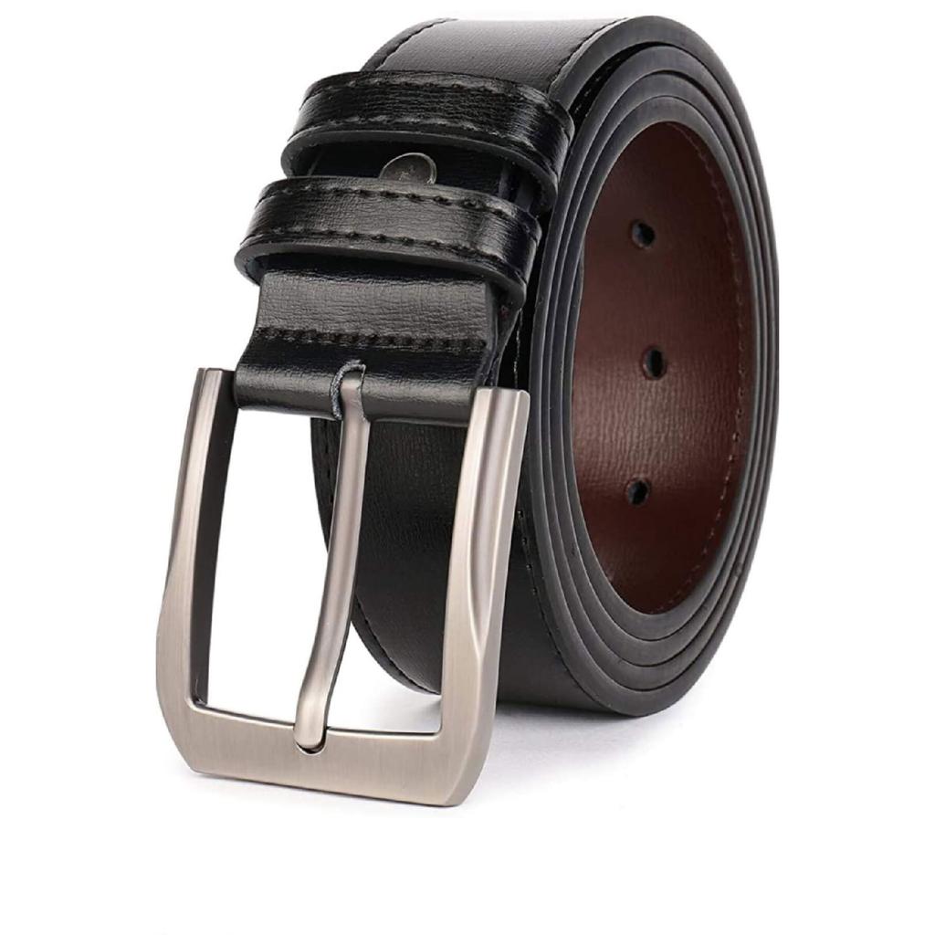 Men's Leather Belt Black Sewing 4 Cm
