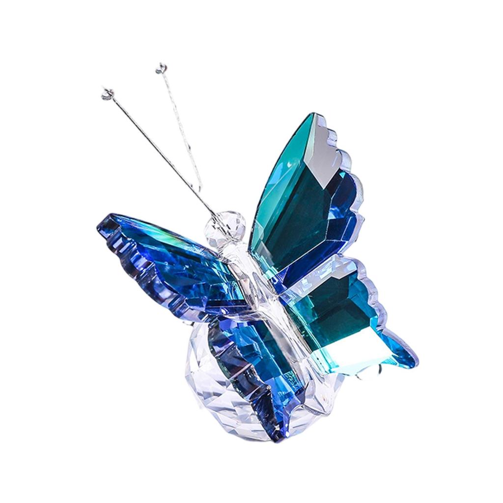 Colorful Crystal Butterfly Ornament Glass Ball Base Sparkling Desktop Decor Home Figurine Hanging Crystal Craft Gift