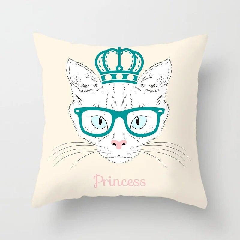 Geometric Cushion Cover Cute Dog Cat Pillowcase Sofa Living Room Home Decor Cartoon Animal