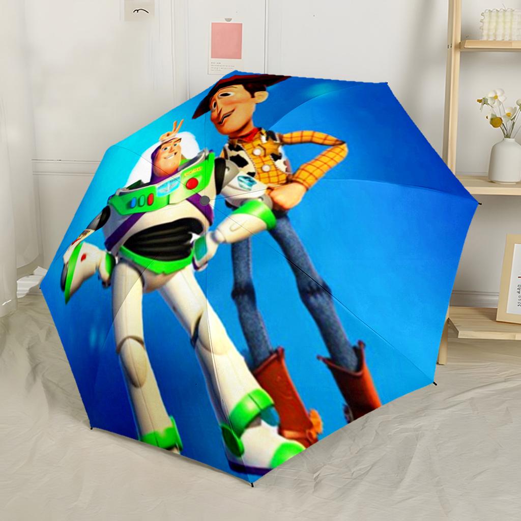 Toy Story Characters Compact Travel Automatic Umbrella with 8-Rib Durable Plastic & Iron for Women/Men Elegant Umbrella Birthday/Christmas Gift