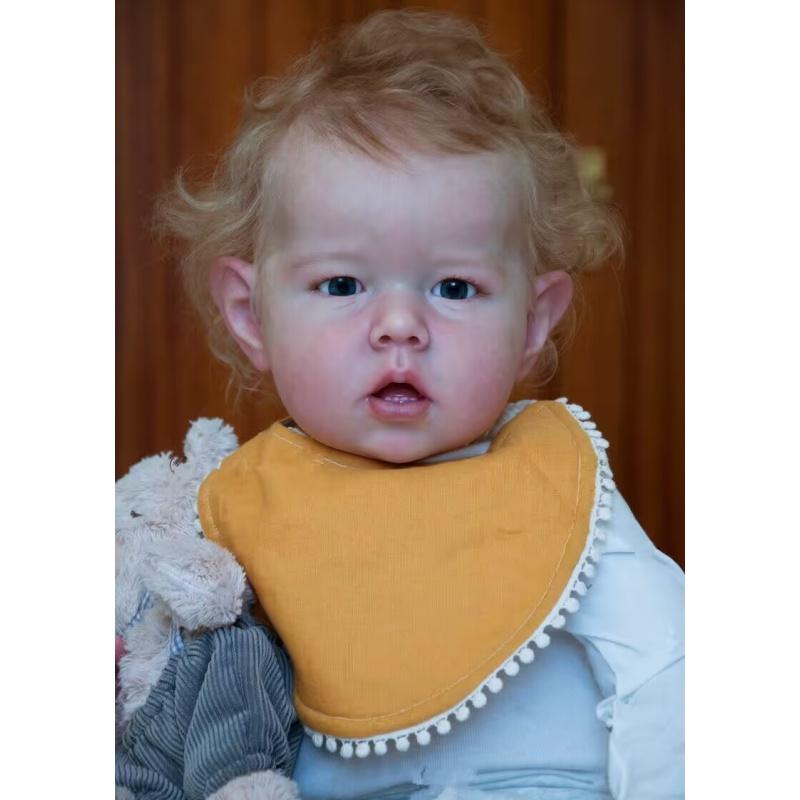 Huge Size 70cm Lifelike Reborn Baby Doll Liam Exquisite 3D Color Painted Alive Newborn Doll Soft Touch Cotton Body Rebirth Doll with Rooted Curly Hair