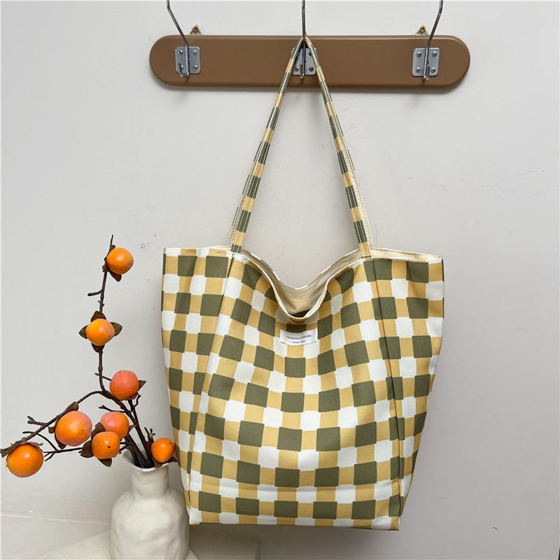 2025 New Large-capacity Canvas Bag Korean Lazy Style Double-sided Tote Bag Women's Fashion Texture Portable Commuter Bag