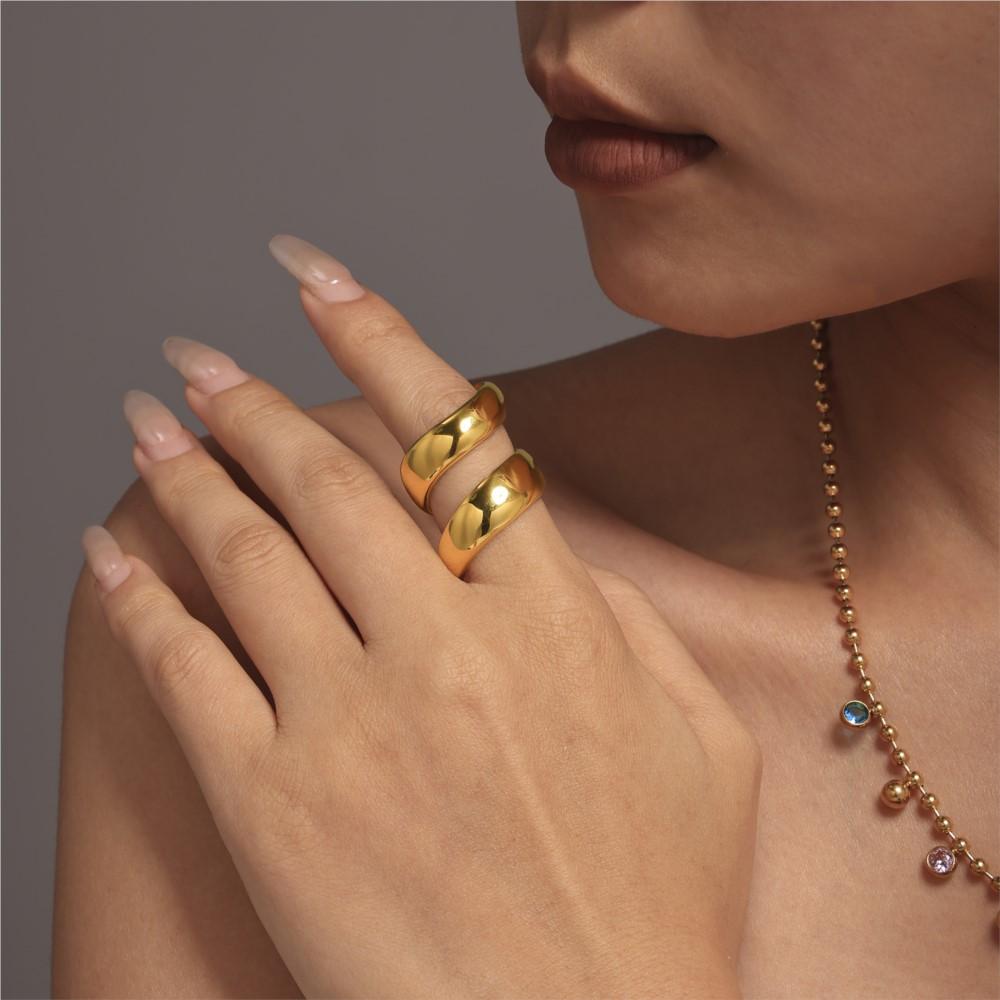 Inele Spirale Unice Pentru Femei Bărbați Placate cu Aur 18K Impermeabile Forma de Arc Inele din Oțel Inoxidabil pentru Femei Bărbați Cupluri