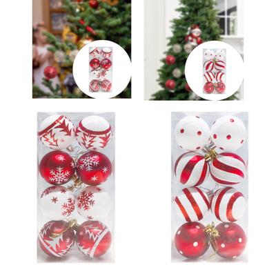 8Pcs Christmas Ball Ornaments Shatterproof Thoughtful Gift Red and White for Engagements Indoor Anniversaries Wedding Xmas Tree
