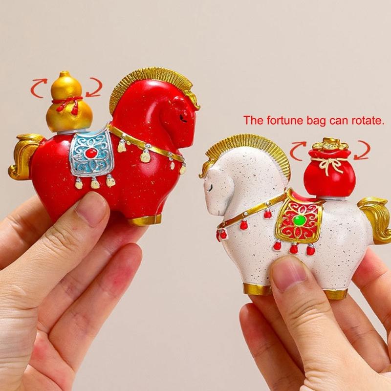Year Of Horse Resins Sculpture New Year Decorative Figurine Symbolizing Fortunes Prosperity For Gifting Or Shelf Table