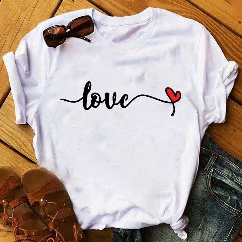 Summer 2025 Fashion Leopard Flower Sweet Love You Lady Ladies Womens Tee T-Shirt Graphic Female Valentine's Day Top T Shirt Gift