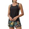 Women’s Two Piece Tankini Swimsuit Set with Tropical Print Sleeveless Top and Shorts Lightweight Quick Dry Fabric