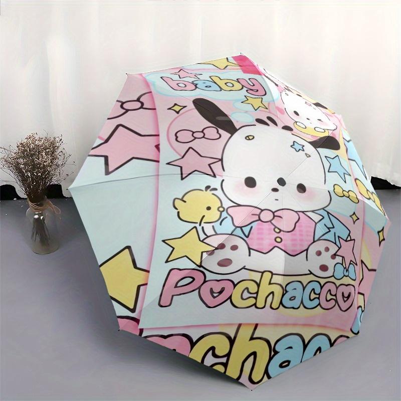 Cute Pochacco Sanrio Automatic Folding Umbrella - 3 Folding Design, Vivid Cartoon Pattern, Suitable for Outdoor Activities, A Gift for Fans In All Sea