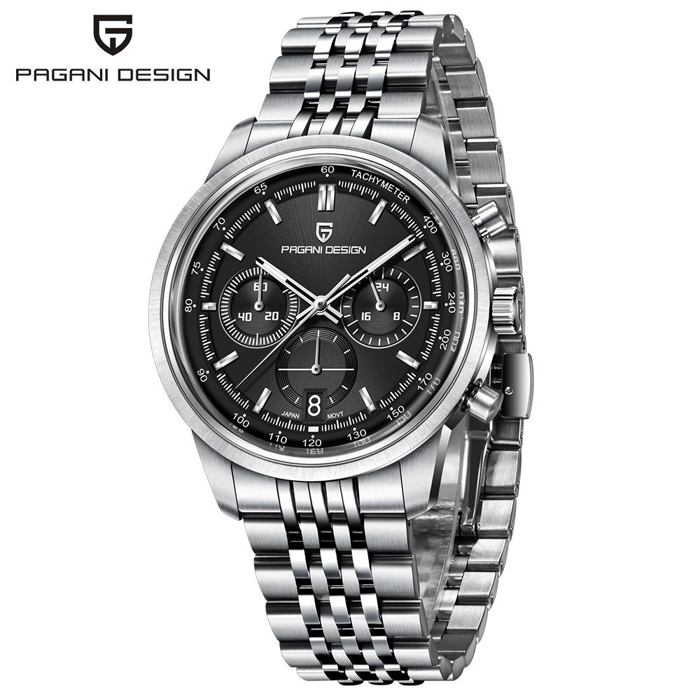 PAGANI DESIGN PD1827Newest 41mm Men Quartz Watches Japan TMI VK63 Vintage Five Bead Chain Strap Waterproof Luminous Reloj Hombre