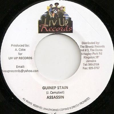 7inch Record ASSASSIN - Guinep Stain NONE Liv Up Records Jamaica Reggae, Ska & Dub Used