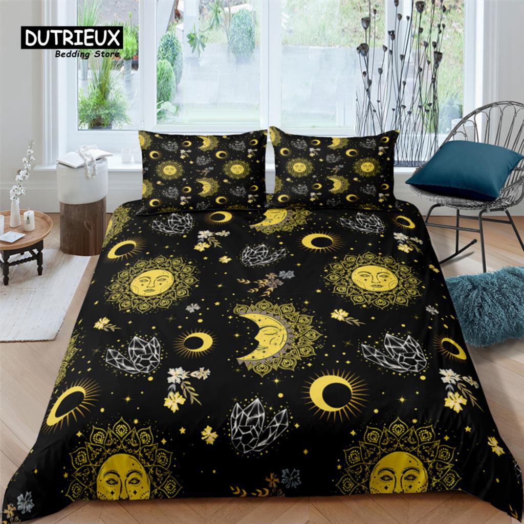Home Living Luxury 3D Star Sun Print 2/3Pcs Comfortable Duvet Cover PillowCase Bedding Sets Kids Queen and King EU/US/AU Size