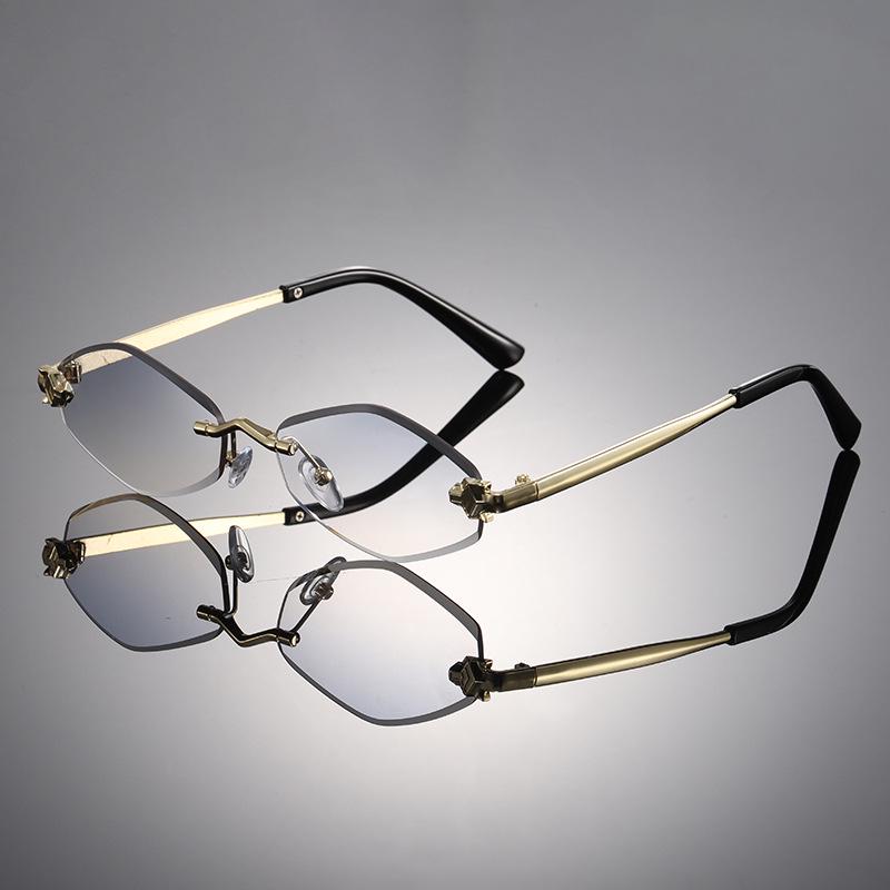 Unisex Geometric Gradient Frameless Metal Sunglasses - Fashionable Sun Protection Glasses 7003