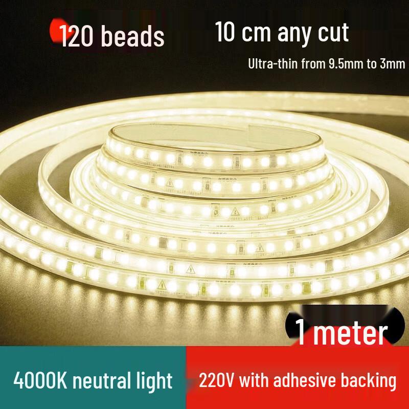 COB LED Strip Light 220V - Self-Adhesive, Waterproof, Ultra-Thin