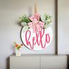 Wooden Round Welcome Sign Door Hanger with Bow Wreath Decoration for Home Entrance