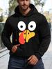 Turkey Face Print Comfortable Versatile Hoodie With Long Sleeves & Kangaroo Pocket