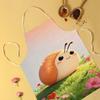 1pc 2D Cute Snail Apron Linen Kitchen Baking Cooking Garden Party Funny Animal Design Adjustable Neck Strap Home Use
