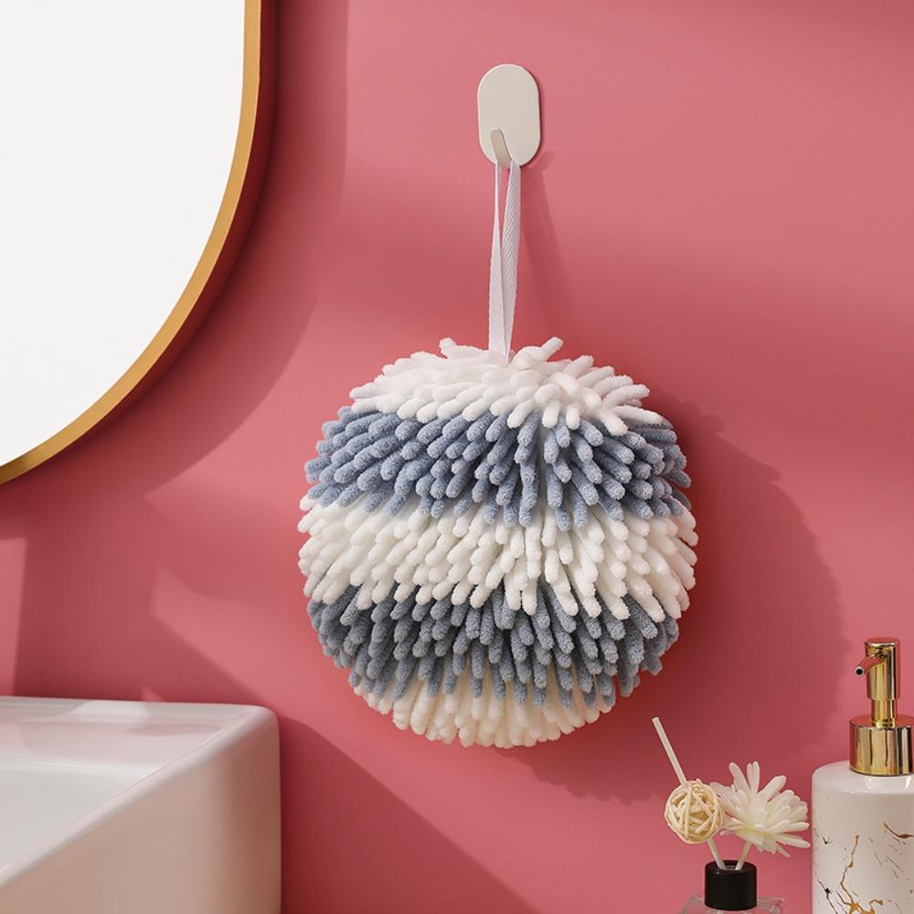 Soft Absorbent Hanging Hand Towel Quick Dry Microfiber Towels Comfortable Chenille Hand Ball  Home