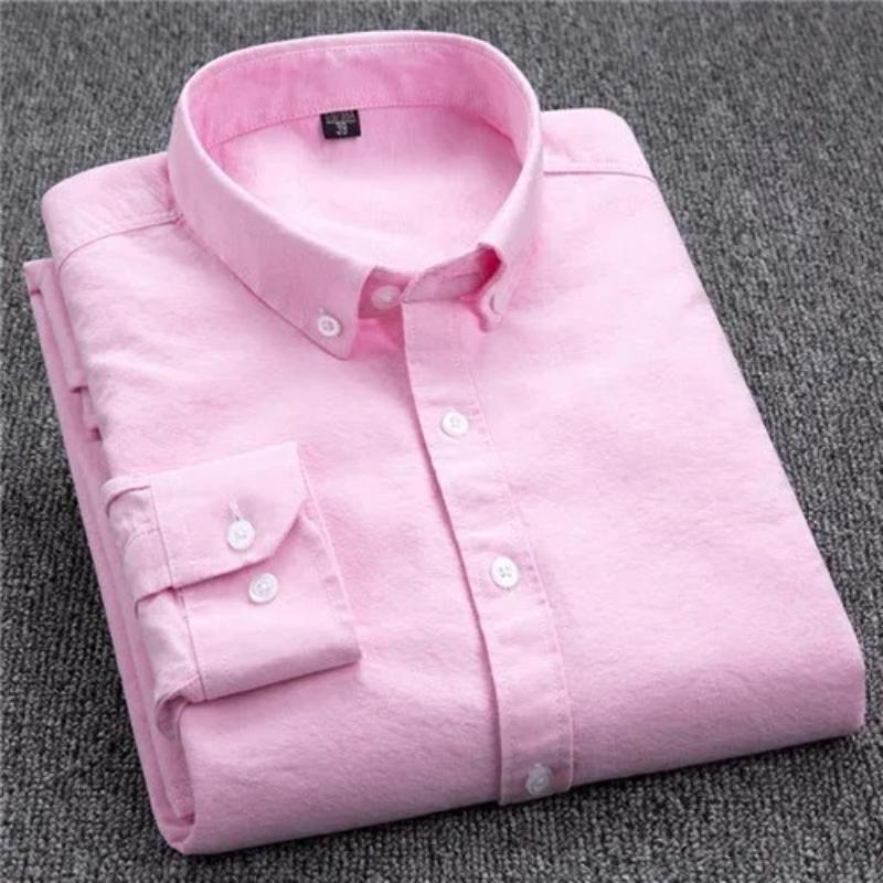 S-6XL Oxford Shirts for Men Long Sleeve Pure Cotton Solid Stripe Leisure Embroidered Horse Streetwear Business Plain Office 6XL