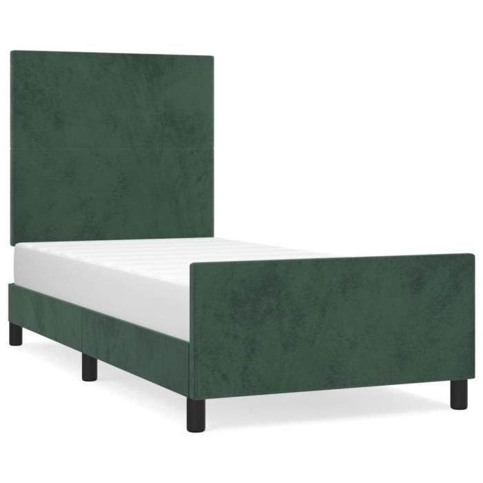 VidaXL Cadre de lit avec tête de lit Vert foncé 90x200 cm Velours3125614