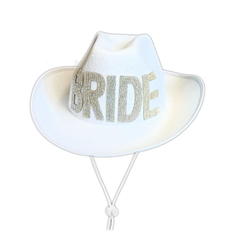 

Rhinestone Bride Cowgirl Hat for Women Cosplay Cowboy Hat Bachelorette Party Hat Girl Headwear Wedding Party Accessories 1