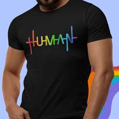 LGBTQ+ Pride Shirt: Human Typography Rainbow Design