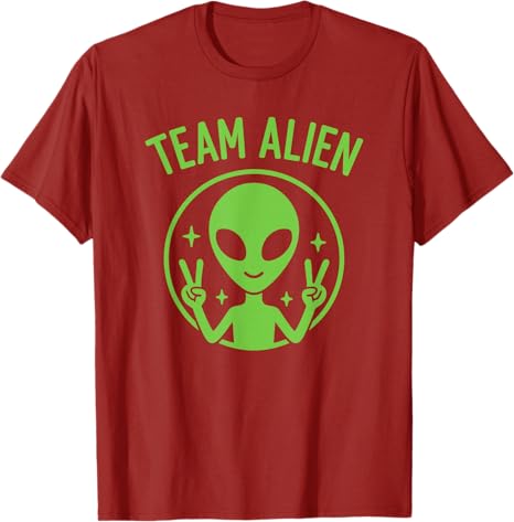 Team Alien Shirt Funny Green Extraterrestrial Peace Sign Cartoon TShirt Y2k Art Aesthetic Clothes Streetwear Graphic Outfit S