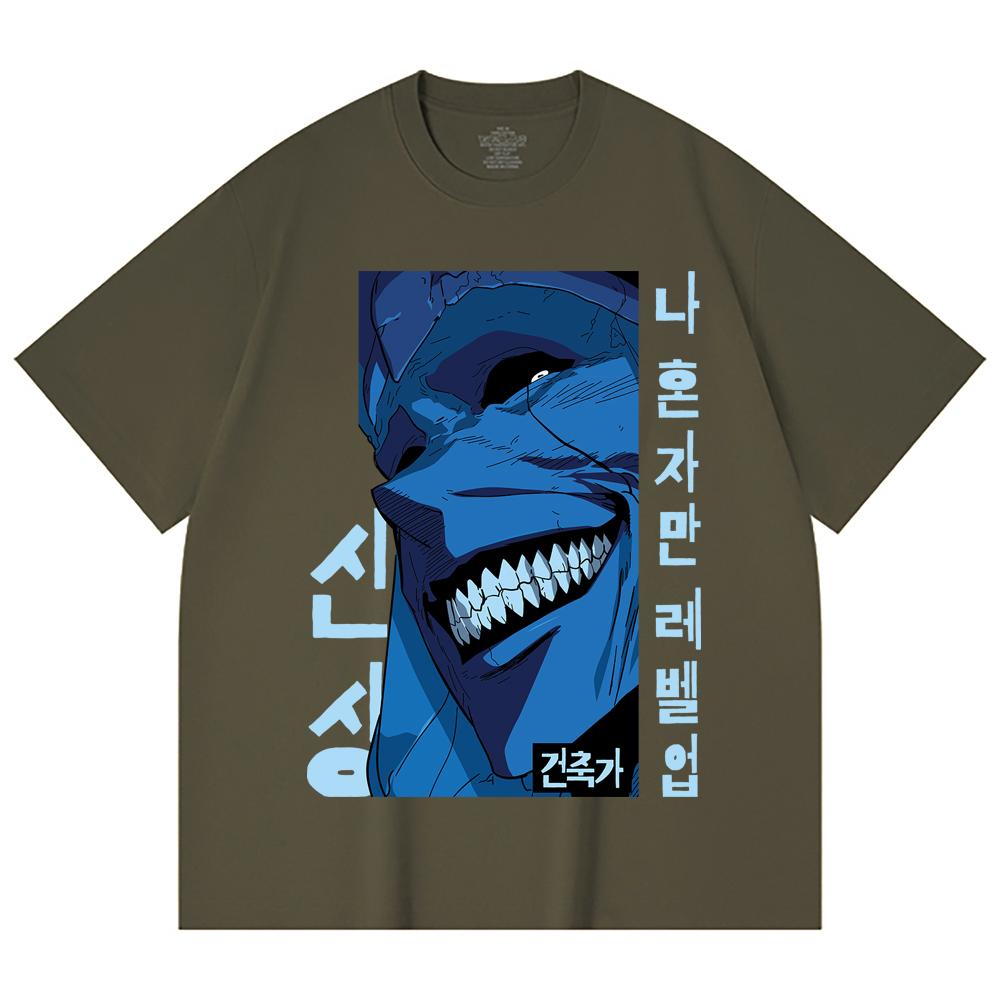 230 Gsm 100% Cotton Solo Leveling V16 Print Unisex Heavy Cotton T Shirt