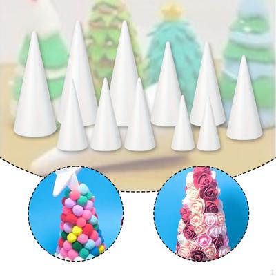 Craft Foam Cones Christmas Tree Decorations White Polystyrene for Holiday Festival Table