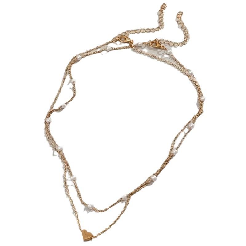 Liebesherz Perlenkette & Armband Set - Vielseitige Schlüsselbeinkette Schlichter Schmuck