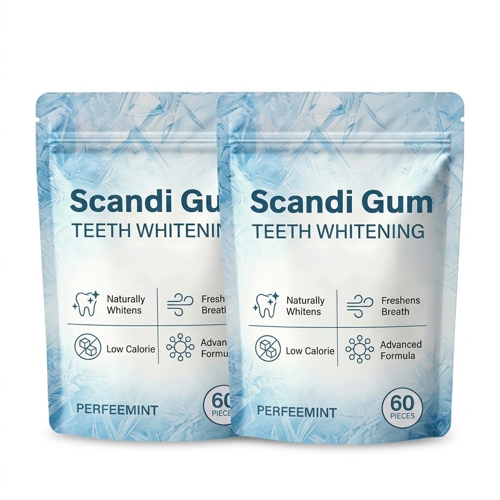 Scandi Gum Teeth Whitening Mint Chewing Gum – 60 Pieces